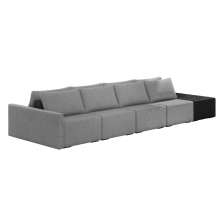 Sofá Ilha 4 Lugares Living 512cm Modulado para Sala Lary Linho Grafite/PU Pto K01 - D'Rossi