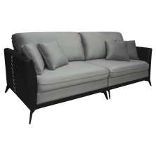 Sofá Living Mondaí 4 Lugares 262 cm Veludo Cinza Pés de Ferro Preto - D'Rossi