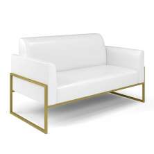 Sofá Namoradeira Base Industrial Alta Dourado Marisa Corano Branco D03 - D'Rossi