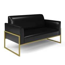Sofá Namoradeira Base Industrial Alta Dourado Marisa Corano Preto D03 - D'Rossi