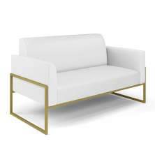 Sofá Namoradeira Base Industrial Alta Dourado Marisa Corino Branco D03 - D'Rossi