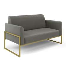 Sofá Namoradeira Base Industrial Alta Dourado Marisa Suede Grafite D03 - D'Rossi