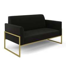 Sofá Namoradeira Base Industrial Alta Dourado Marisa Suede Preto D03 - D'Rossi