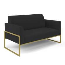 Sofá Namoradeira Base Industrial Alta Dourado Marisa Veludo Preto D03 - D'Rossi