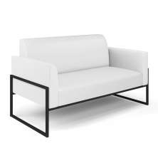 Sofá Namoradeira Base Industrial Alta Preto Marisa Corino Branco D03 - D'Rossi