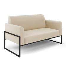 Sofá Namoradeira Base Industrial Alta Preto Marisa Suede Bege D03 - D'Rossi