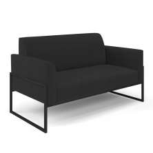 Sofá Namoradeira Base Industrial Alta Preto Marisa Veludo Preto D03 - D'Rossi