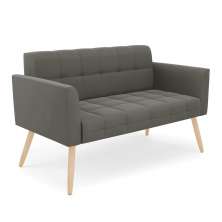Sofá Namoradeira Elisa Suede Grafite Pés Palito Natural - D'Rossi