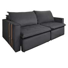 Sofá Retrátil Reclinável 3 Lugares 230 cm México Veludo Grafite K01 - D'Rossi