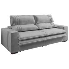 Sofá Retrátil Reclinável 3 lugares 230 cm Jamaica Veludo Cinza K01 - D'Rossi