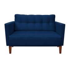 Sofá Retrô Namoradeira 2 Lugares Livia Suede Azul Marinho Pés Chanfrado - D'Rossi