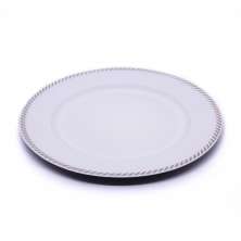 Sousplat Para Prato De Mesa Decorativo Branco Com Detalhes em Rose 33 cm - D'Rossi