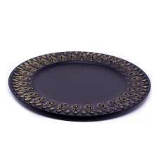 Sousplat Para Prato De Mesa Decorativo Preto Com Flores Em Dourado 33 cm - D'Rossi