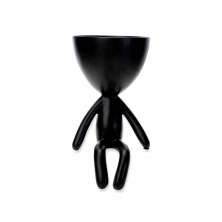 Vaso Decorativo Bob Robert Plant Sentando em Poliresina Preto 18x10x10 cm - D'Rossi