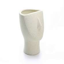 Vaso Decorativo Rosto Areia em Cerâmica 23x15 cm - D'Rossi
