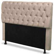 Cabeceira Casal 140cm Para Cama Box Paris Suede Marfim - DS Estofados