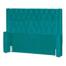 Cabeceira Estofada Para Cama Box Casal Queen Emma Suede Azul Turquesa - DS Estofados