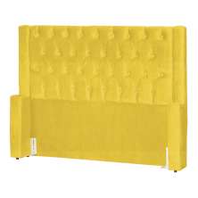 Cabeceira Estofada Para Cama Box Solteiro Emma Suede Amarelo - DS Estofados