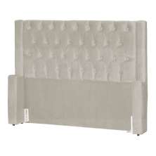 Cabeceira Estofada Para Cama Box Solteiro Emma Suede Bege - DS Estofados