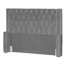Cabeceira Estofada Para Cama Box Solteiro Emma Suede Cinza - DS Estofados