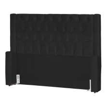 Cabeceira Estofada Para Cama Box Solteiro Emma Suede Preto - DS Estofados