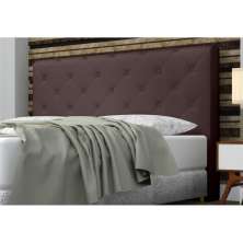Cabeceira Giovana Cama Box Solteiro 90cm Botões Corino Marrom - DS Estofados