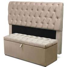 Cabeceira Mais Calçadeira Baú Solteiro 90cm Para Cama Box Paris Suede Marfim - DS Estofados