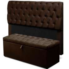 Cabeceira Mais Calçadeira Baú Solteiro 90cm Para Cama Box Paris Suede Marrom - DS Estofados