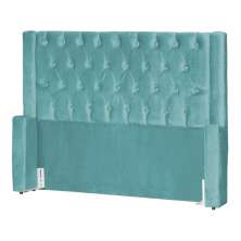 Cabeceira Para Cama Box Casal Queen Emma Luxo Veludo Azul Turquesa - DS Estofados