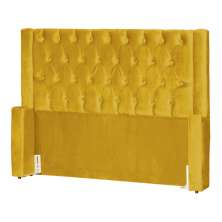 Cabeceira Para Cama Box Solteiro  Emma Luxo Veludo Mostarda - DS Estofados