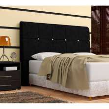Cabeceira Pietra Casal Queen 160 Cm Com Baú Interno Suede Preto - DS Estofados