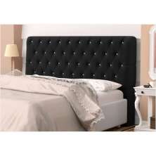 Cabeceira Solteiro 0,90cm Para Cama Box Lady Suede Preto Botões Strass - DS Móveis