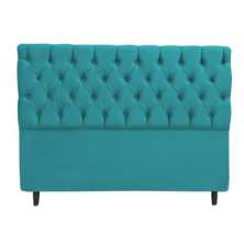 Cabeceira Solteiro 90cm Para Cama Box Sofia Suede Azul Turquesa - DS Estofados