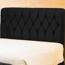Cabeceira de Cama Box Casal 195cm Istambul Suede Preto - DS Estofados