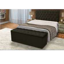 Cabeceira e Calçadeira Baú Solteiro 90cm Para Cama Box Sofia Suede Preto - DS Móveis