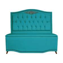 Cabeceira mais Calçadeira Casal 140cm Para Cama Box Greta Suede Azul Turquesa - DS Estofados