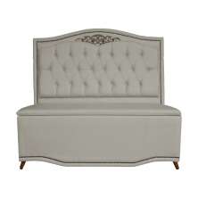 Cabeceira mais Calçadeira Casal King 195cm Para Cama Box Greta Suede Bege - DS Estofados