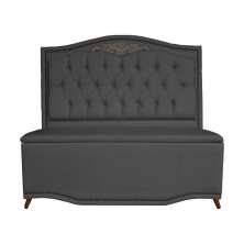 Cabeceira mais Calçadeira Casal King 195cm Para Cama Box Greta Suede Cinza - DS Estofados