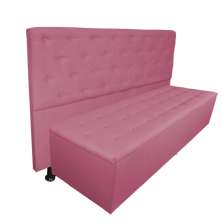 Cabeceira mais Calçadeira Casal King Juliana 190cm Para Cama Box Suede Rosa - DS Estofados
