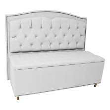 Cabeceira mais Calçadeira Casal Queen 160cm Para Cama Box Diana Suede Branco - Dellas Store