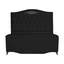 Cabeceira mais Calçadeira Casal Queen 160cm Para Cama Box Greta Suede Preto - DS Estofados