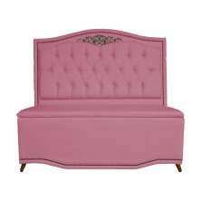 Cabeceira mais Calçadeira Casal Queen 160cm Para Cama Box Greta Suede Rosa - DS Estofados