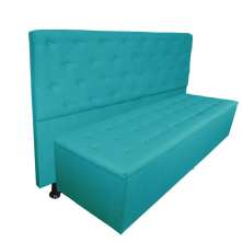 Cabeceira mais Calçadeira Casal Super King Juliana 195cm Para Cama Box Suede Azul Turquesa - DS Estofados