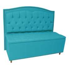Cabeceira mais Calçadeira Solteiro 90cm Para Cama Box Diana Suede Azul Turquesa - Dellas Store