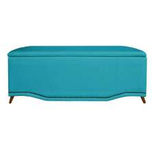 Cabeceira mais Calçadeira Solteiro 90cm Para Cama Box Greta Suede Azul Turquesa - DS Estofados
