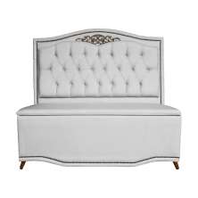 Cabeceira mais Calçadeira Solteiro 90cm Para Cama Box Greta Suede Branco - DS Estofados