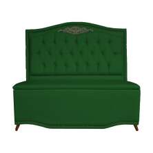 Cabeceira mais Calçadeira Solteiro 90cm Para Cama Box Greta Suede Verde - DS Estofados