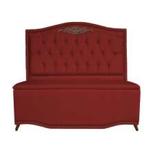 Cabeceira mais Calçadeira Solteiro 90cm Para Cama Box Greta Suede Vermelho - DS Estofados