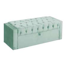 Calçadeira Báu Emma Casal Queen Veludo Luxo Acqua - DS Estofados