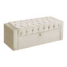 Calçadeira Báu Emma Casal Super King Veludo Luxo Bege - DS Estofados